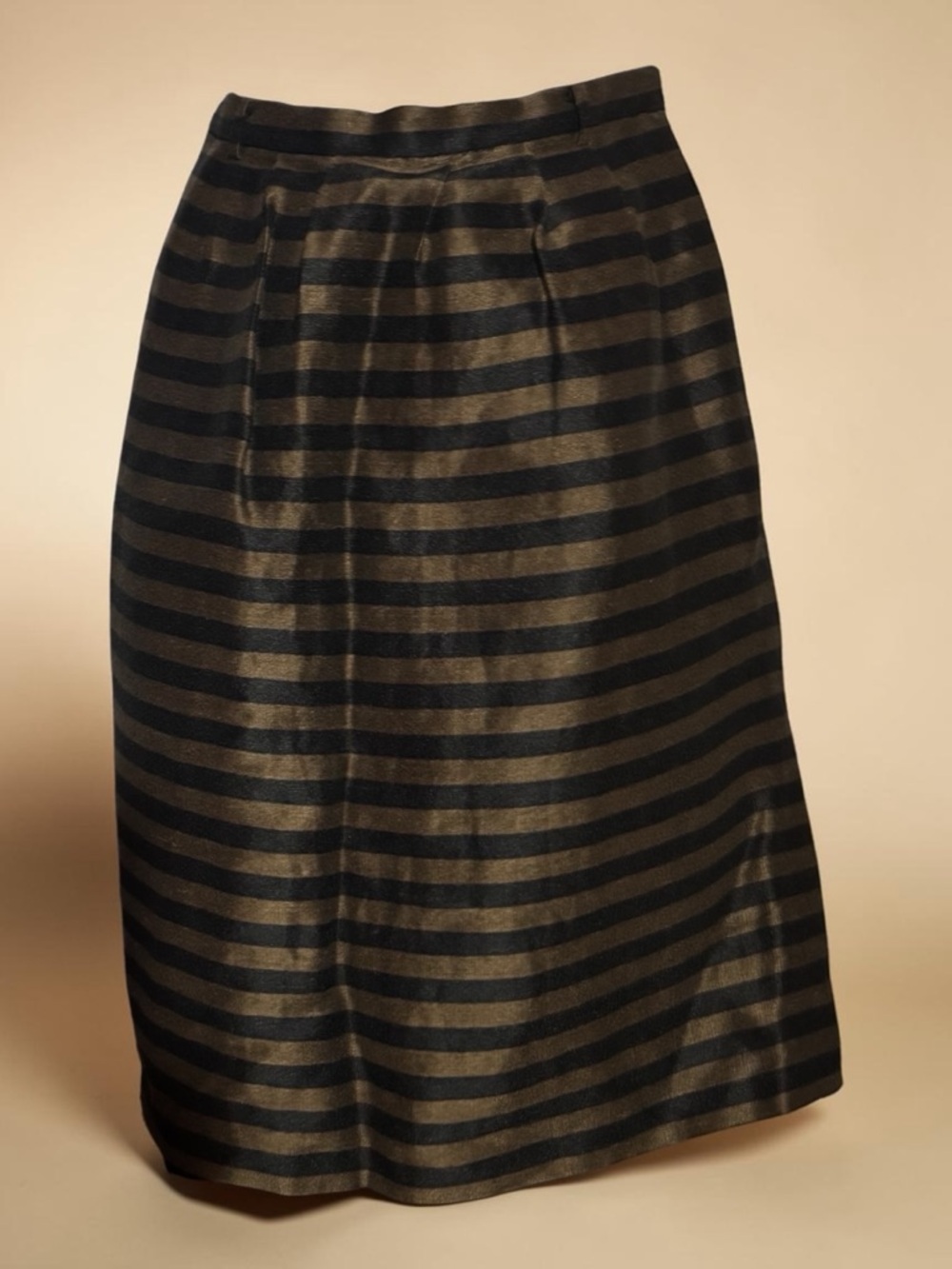 Madewell Black and Gold Striped Silk Linen Midi Skirt- Size 0 - Picture 2 of 5